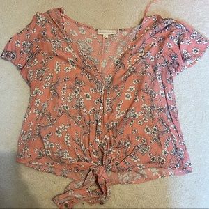 Front tie flower top